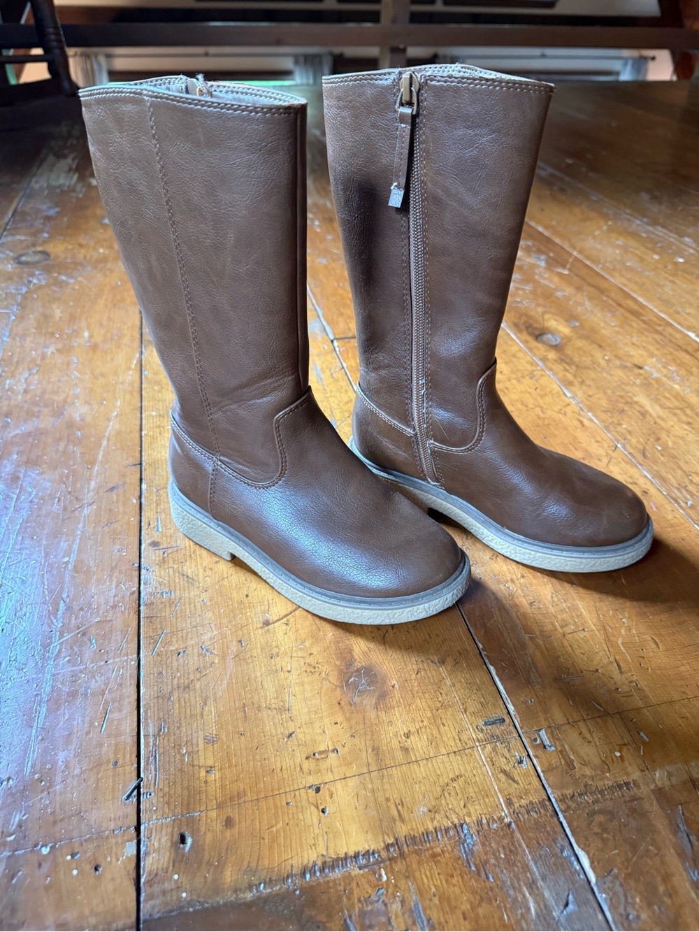 Cat & Jack Girls' Brown Mid-Calf Zip Boots